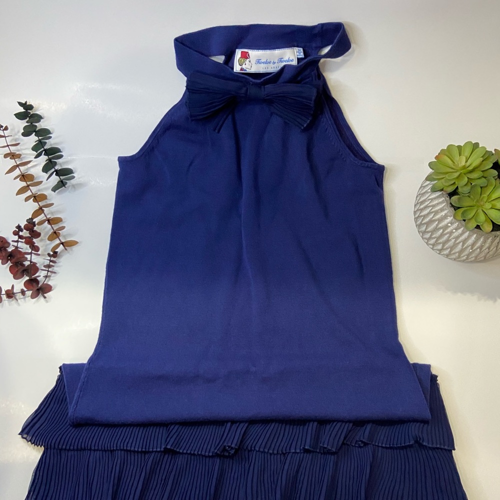 🌈Navy blue ruffle flapper dress